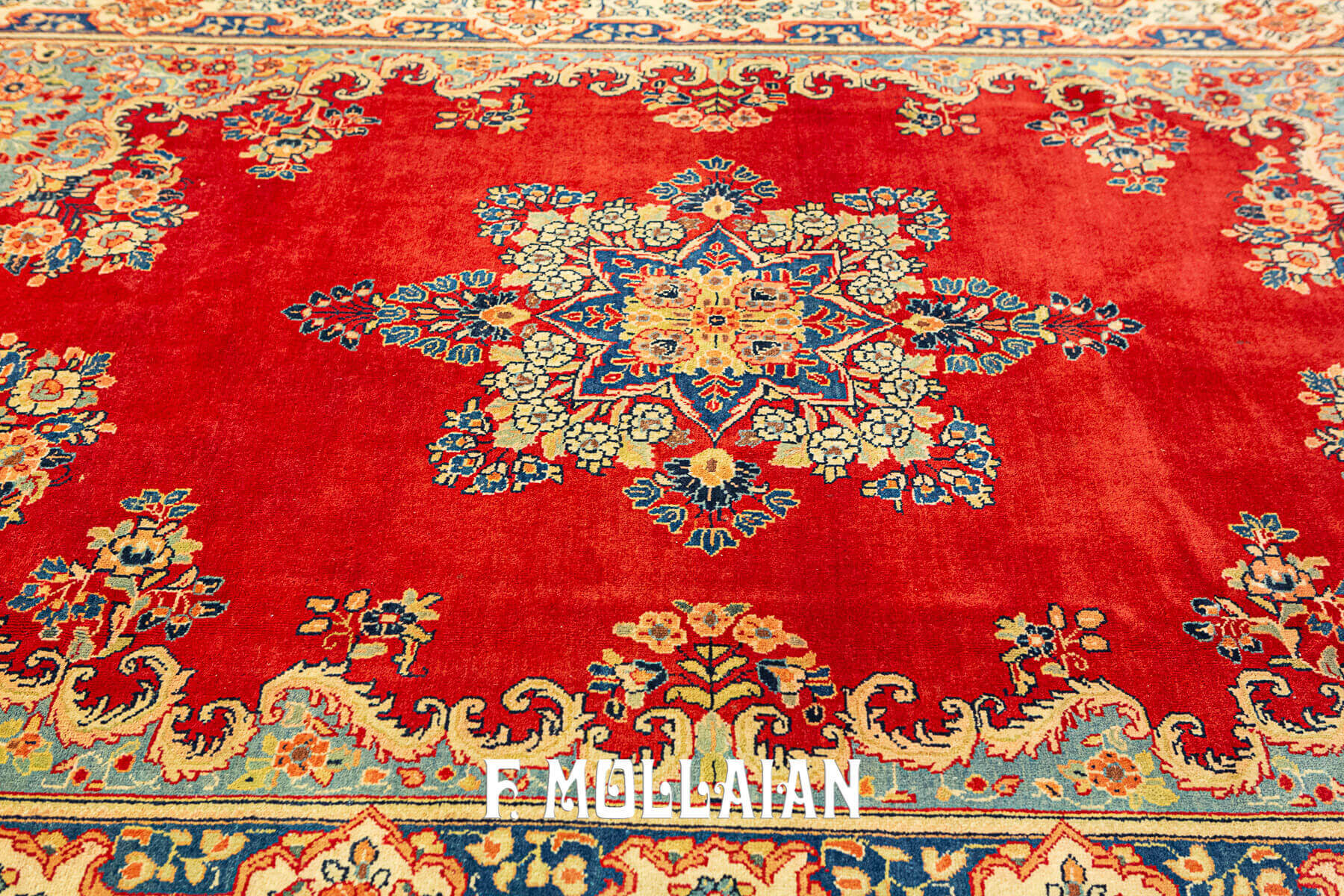 Beautiful Antique Persian Saruk Red Open-Field Medallion Rug n°:98308802
